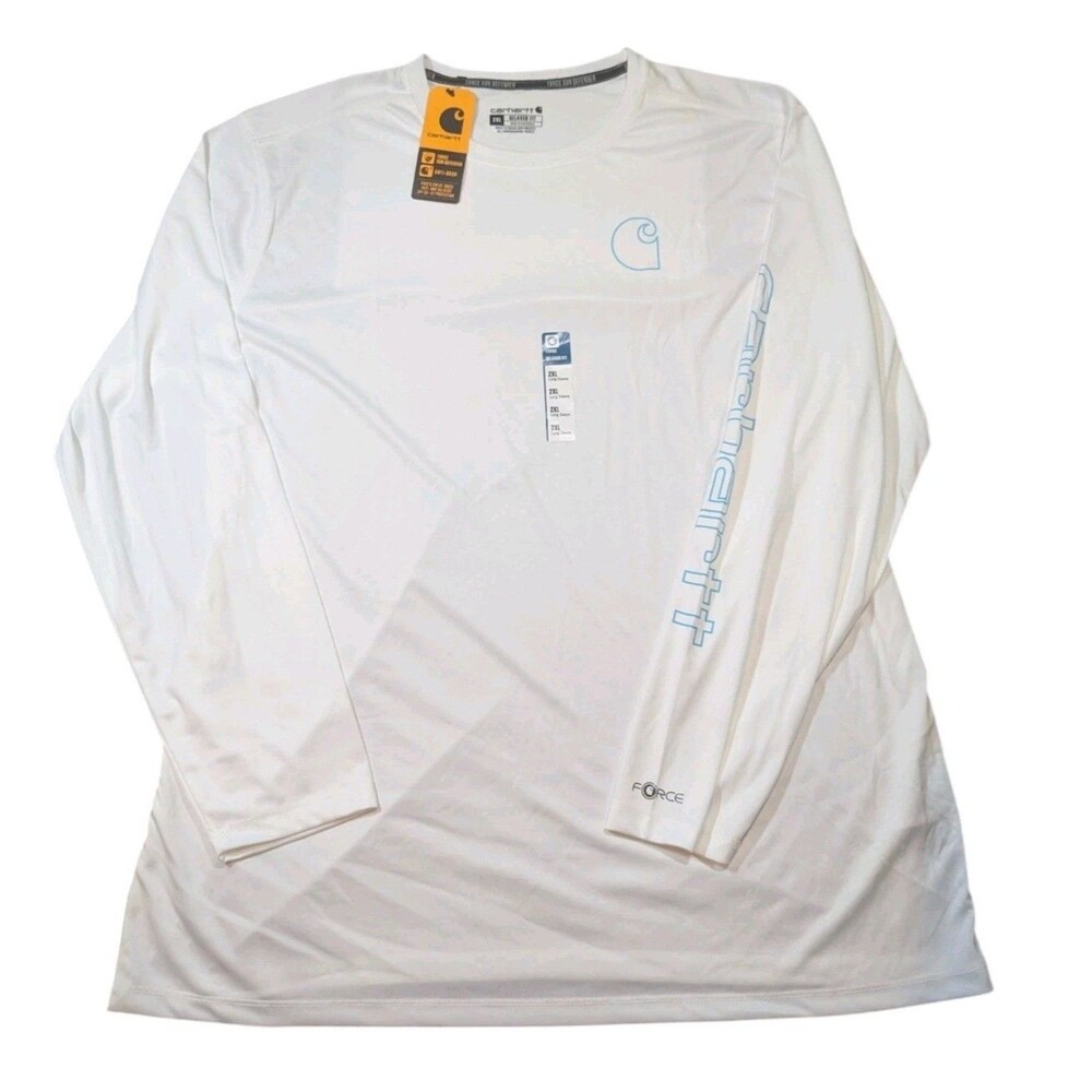 Carhartt Mens Force Sun Defender Lightweight Long Sleeve T-Shirt 2XL White NWT